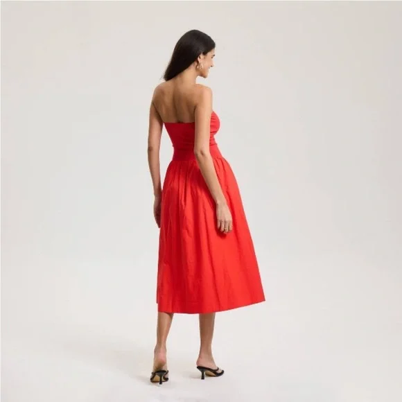 Women’s Tube Knit Maxi Dress     Red Geranium.  XS. - Picture 2 of 8